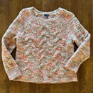 Talbots crewneck wool blend fall sweater women’s large open knit detail​